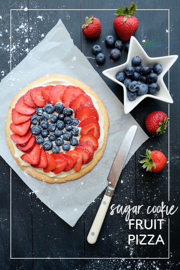 Small Batch Sugar Cookie Fruit Pizza -makes enough for 2-4 people. Recipe on Shutterbean.com