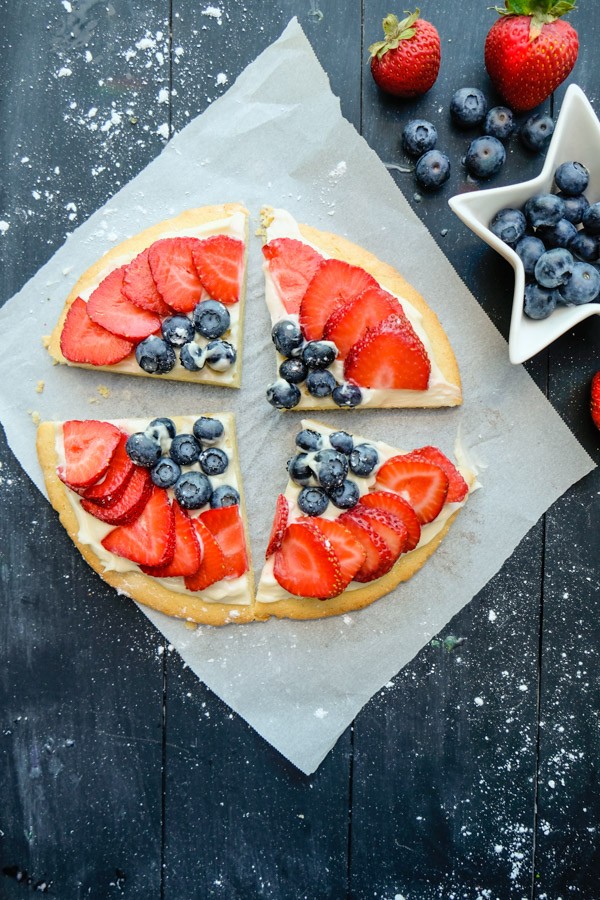 Small Batch Sugar Cookie Fruit Pizza -makes enough for 2-4 people. Recipe on Shutterbean.com