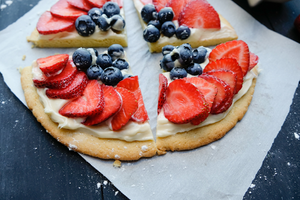 Small Batch Sugar Cookie Fruit Pizza -makes enough for 2-4 people. Recipe on Shutterbean.com