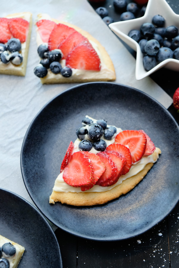 Small Batch Sugar Cookie Fruit Pizza -makes enough for 2-4 people. Recipe on Shutterbean.com