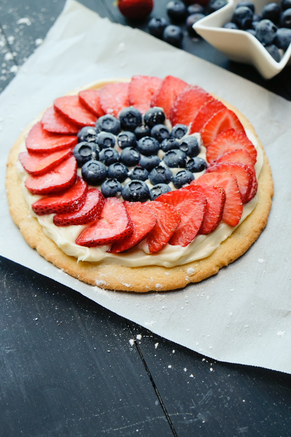 Small Batch Sugar Cookie Fruit Pizza -makes enough for 2-4 people. Recipe on Shutterbean.com