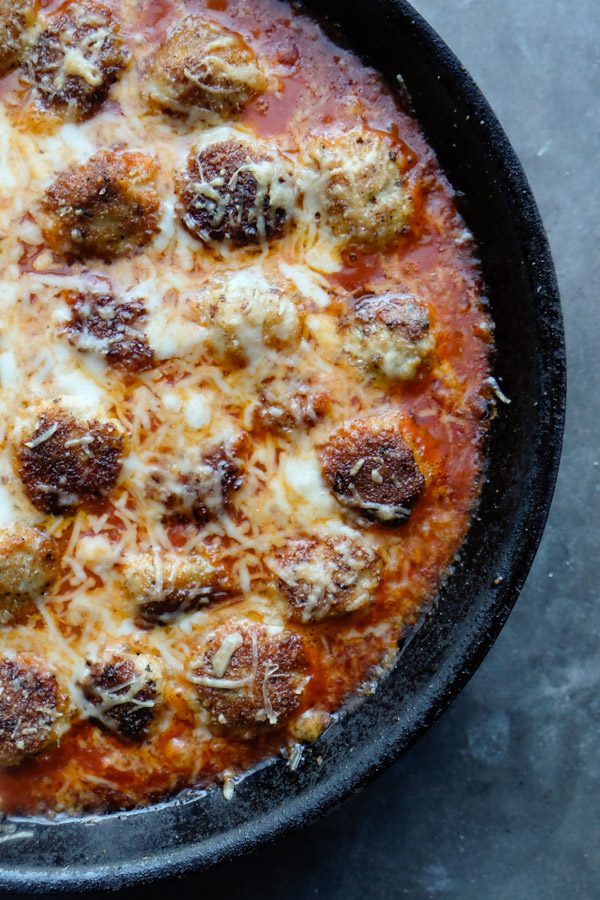 Combine the flavors of Chicken Parmesan with meatballs with this Chicken Parmesan Meatball dish! Find the recipe on Shutterbean.com