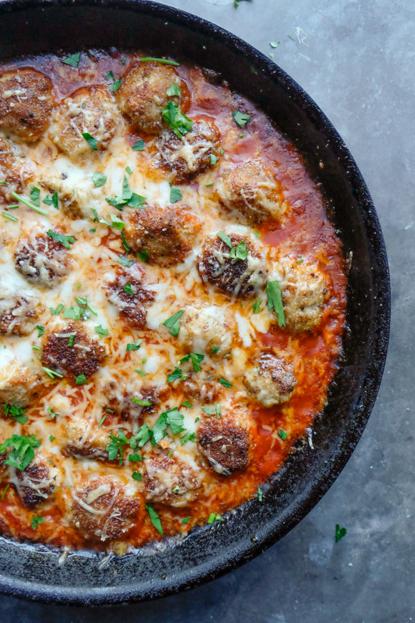 Combine the flavors of Chicken Parmesan with meatballs with this Chicken Parmesan Meatball dish! Find the recipe on Shutterbean.com