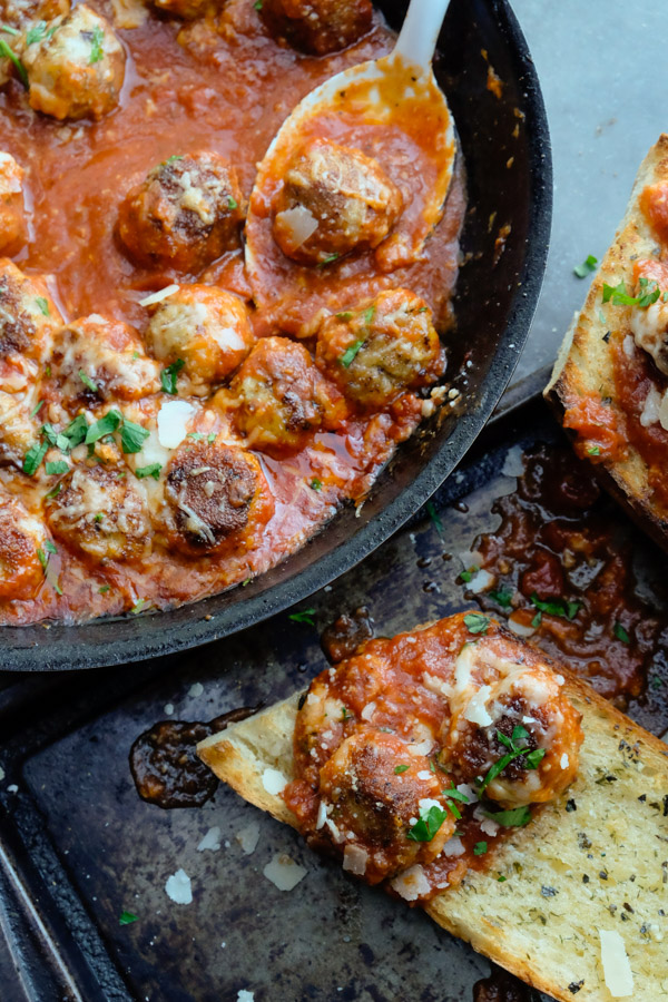 Combine the flavors of Chicken Parmesan with meatballs with this Chicken Parmesan Meatball dish! Find the recipe on Shutterbean.com