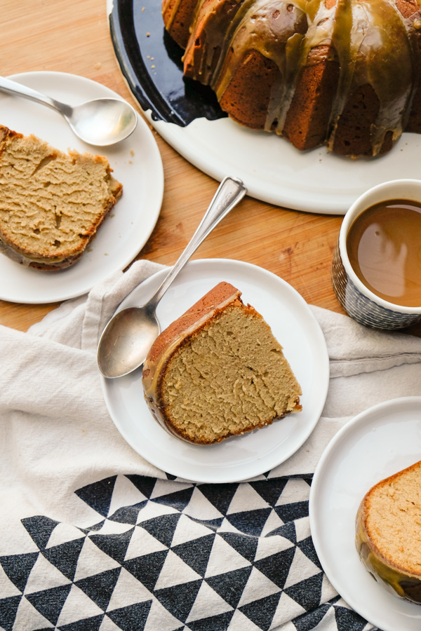 Spiced Brown Sugar Pound Cake with Rum Molasses Glaze is the perfect way to build community! Find the recipe on Shutterbean.com