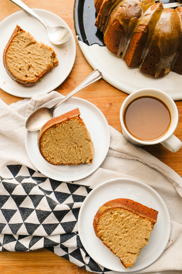 Spiced Brown Sugar Pound Cake with Rum Molasses Glaze is the perfect way to build community! Find the recipe on Shutterbean.com