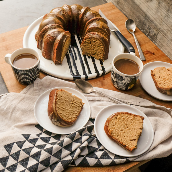 Spiced Brown Sugar Pound Cake with Rum Molasses Glaze is the perfect way to build community! Find the recipe on Shutterbean.com