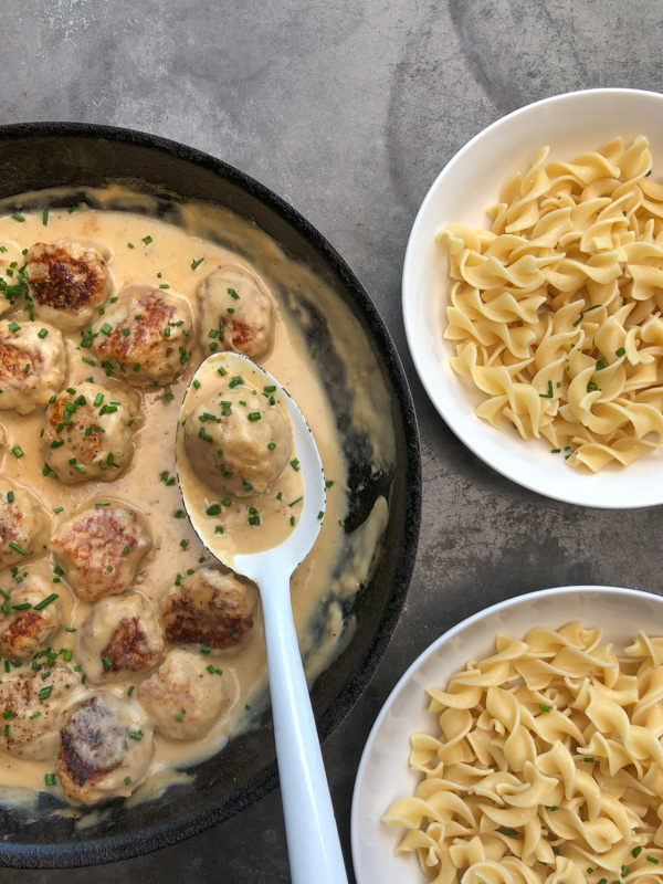 Meatballs Marsala with Buttered Egg Noodles & Chives. Recipe from the new Smitten Kitchen Everyday Cookbook. Find the recipe on Shutterbean.com