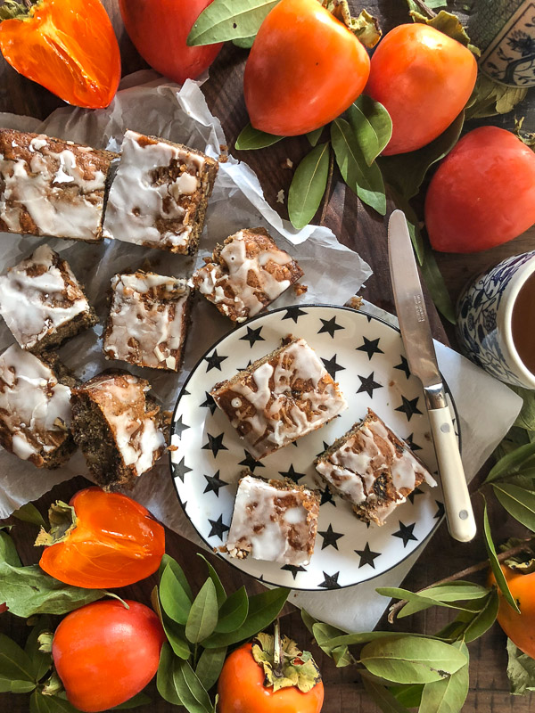 Persimmon Bars with Lemon Glaze