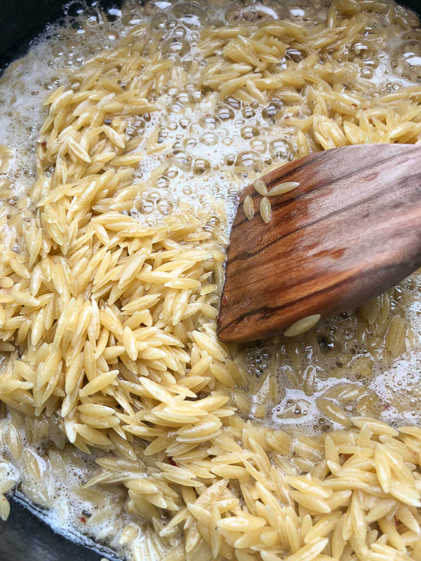 Orzo with Pancetta and Pine Nuts - a delicious/easy to prepare dinner! Find the recipe on Shutterbean.com