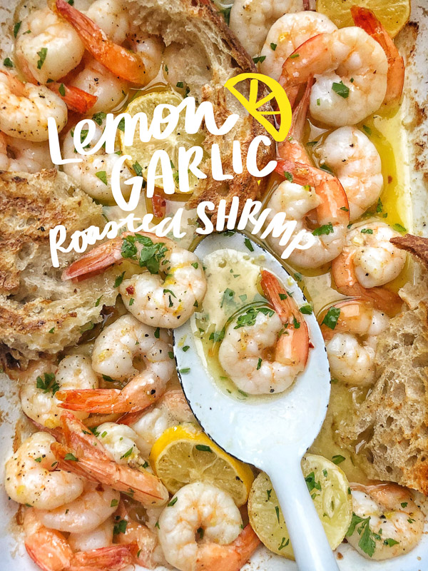 Lemon Garlic Roasted Shrimp makes weeknight dinner making EASY. Find the recipe on Shutterbean.com!