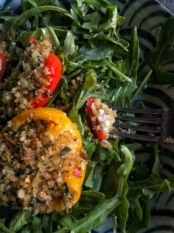 Baked Stuffed Peppers with Feta and Breadcrumbs is a vegetarian dream! Find the recipe on Shutterbean.com