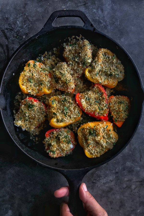 Baked Stuffed Peppers with Feta and Breadcrumbs is a vegetarian dream! Find the recipe on Shutterbean.com