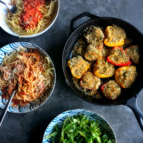 Baked Stuffed Peppers with Feta and Breadcrumbs is a vegetarian dream! Find the recipe on Shutterbean.com