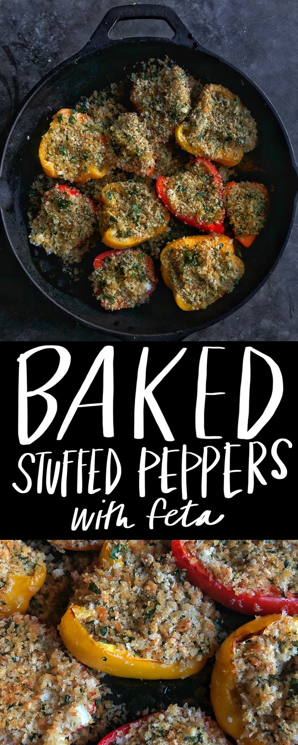 Baked Stuffed Peppers with Feta and Breadcrumbs is a vegetarian dream! Find the recipe on Shutterbean.com