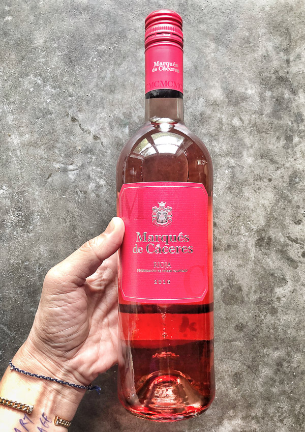 Mike lead me to this 2016 Rosado Rosé from Marqués de Cáceres, a noted Spanish producer of Rioja wines. He said it’s a fruity wine. We agreed that raspberries would be a fun addition. 