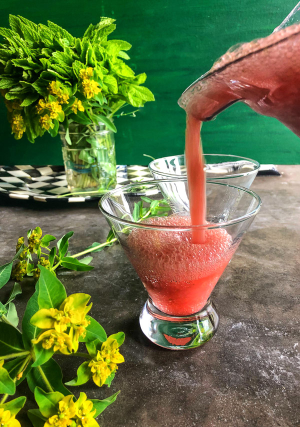 Raspberry Frosé made with ingredients from a trip to Nugget Market. Find the recipe on Shutterbean.com!