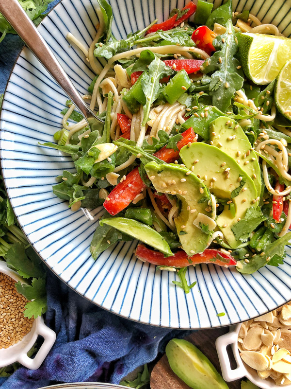 Cold Soba Noodles with tons of vegetables! Perfect for the warmer months when you don't feel like cooking but you want something filling and healthy! Recipe on Shutterbean.com