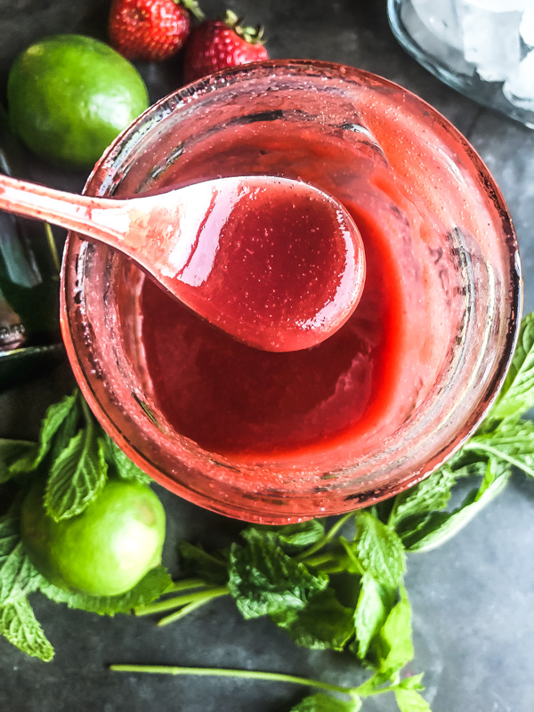 If you're looking for a refreshing non-alcoholic drink, mix this Strawberry Shrub with sparkling water! Recipe on Shutterbean.com