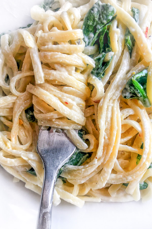 Creamy Goat Cheese Pasta with Spinach