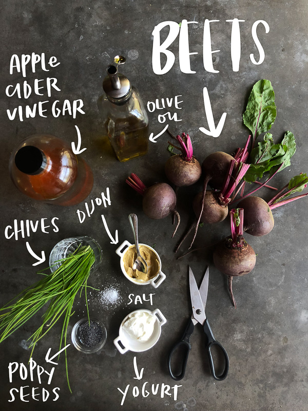 Beet Salad with Poppy Seed and Chive Dressing is a great addition to your Fall & Winter menu! Recipe on Shutterbean.com