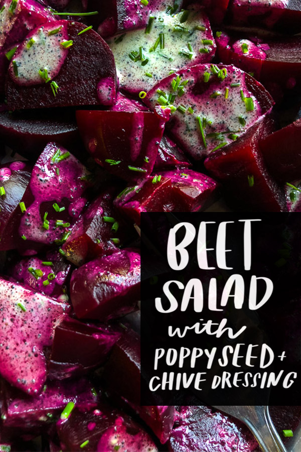 Beet Salad with Poppy Seed and Chive Dressing is a great addition to your Fall & Winter menu! Recipe on Shutterbean.com
