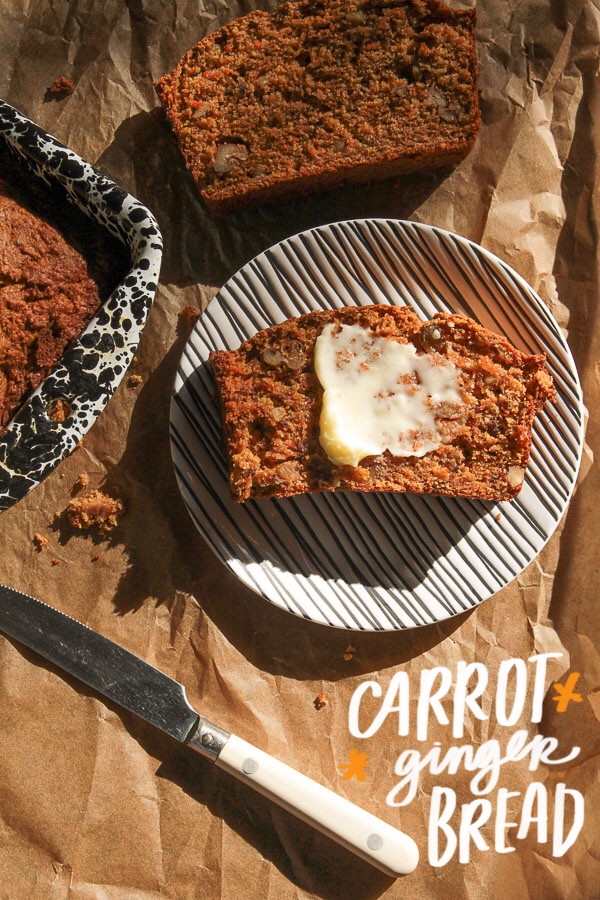 Carrot Ginger Bread is a great way to use leftover carrots. Find the recipe on Shutterbean.com