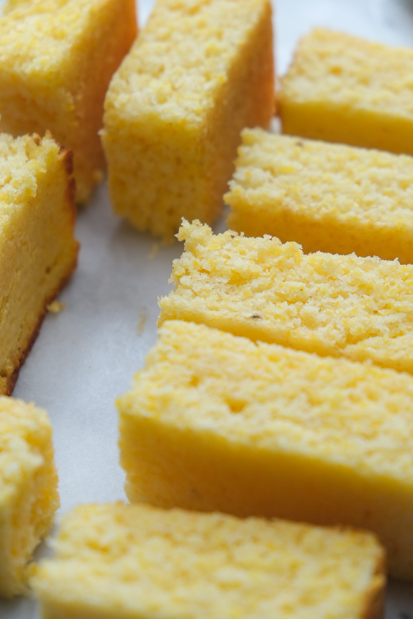 Polenta Cornbread is a meal prep staple! Great for breakfasts and snacks throughout the week, Recipe on Shutterbean.com!