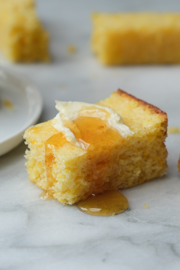 Polenta Cornbread is a meal prep staple! Great for breakfasts and snacks throughout the week, Recipe on Shutterbean.com!