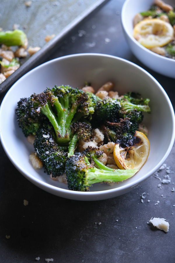 Need a quick/simple dinner? Make Roasted Broccoli with White Bean with Lemon. Put an egg on it! Recipe on Shutterbean.com!