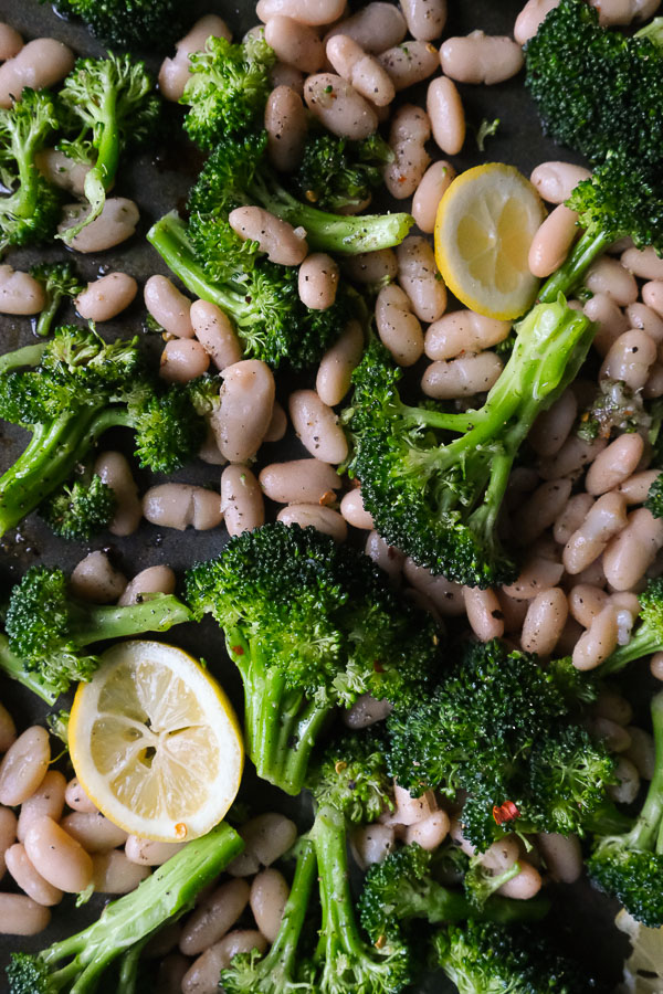 Need a quick/simple dinner? Make Roasted Broccoli with White Bean with Lemon. Put an egg on it! Recipe on Shutterbean.com!