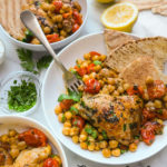 Spicy Chicken with Chickpeas is an easy dinner to pull together on a weeknight. Find this healthy recipe on Shutterbean.com