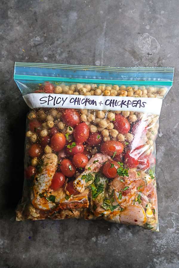 Spicy Chicken with Chickpeas is an easy dinner to pull together on a weeknight. Find this healthy recipe on Shutterbean.com