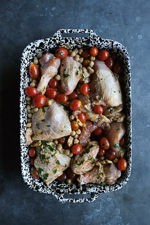 Spicy Chicken with Chickpeas is an easy dinner to pull together on a weeknight. Find this healthy recipe on Shutterbean.com