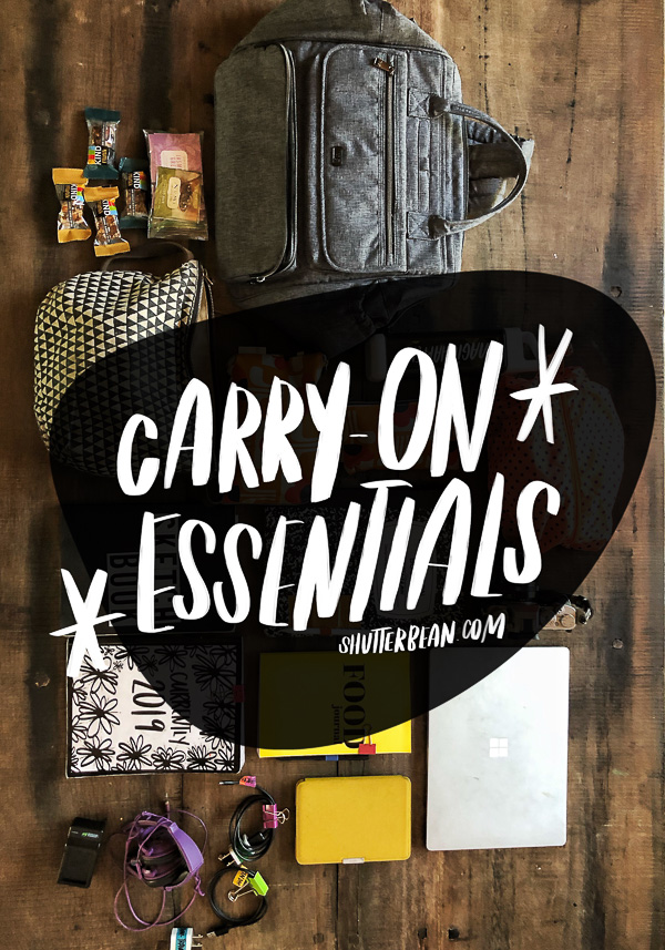 Carry on Bag Essentials- See what Tracy Benjamin from Shutterbean.com packs on her carry on bag.