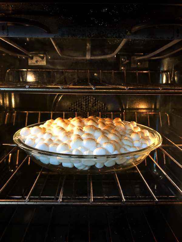 Win at dessert with this SIMPLE Peanut Butter S'Mores Dip made with peanut butter cups. Recipe on Shutterbean.com! 