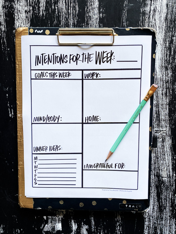 Intentions for the Week Printable!