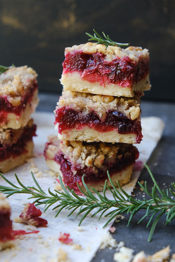 Cranberry Rosemary Bars are the perfect way to celebrate the holidays. Find the recipe at Shutterbean.com