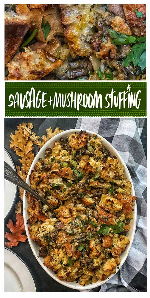 Add Sausge & Mushroom Stuffing to the menu this Thanksgiving. Recipe on Shutterbean.com