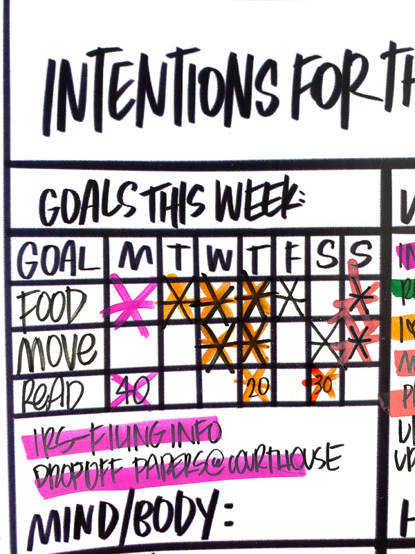 Intentions for the Week Printable from Tracy Benjamin of Shutterbean/The Handwriting Club