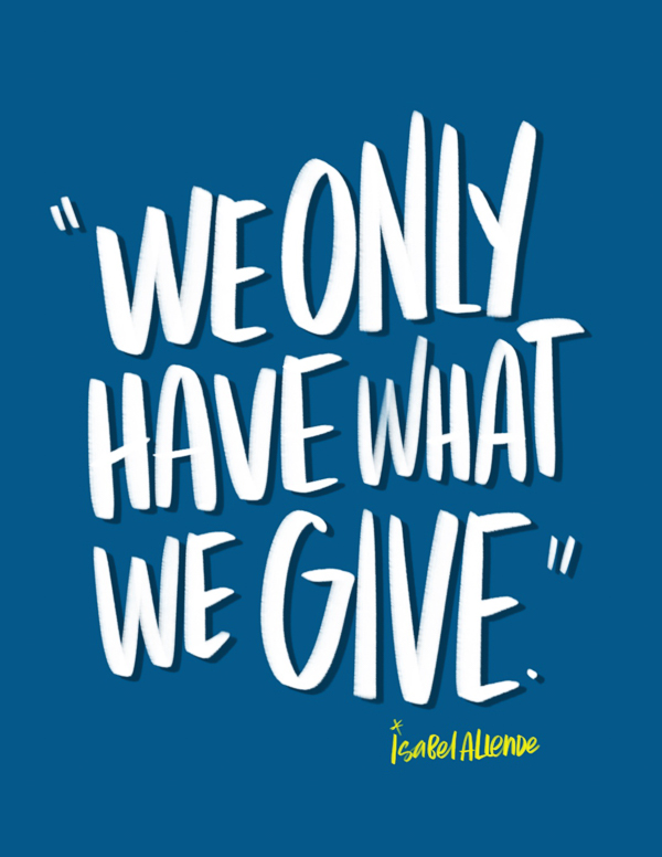 We Only Have What We Give // I love lists Tracy Benjamin