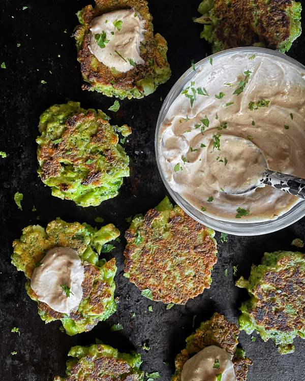 Broccoli Fritters with Chipotle Yogurt