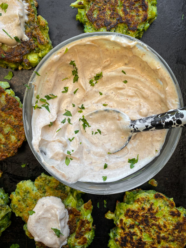 Broccoli Fritters with Chipotle Yogurt