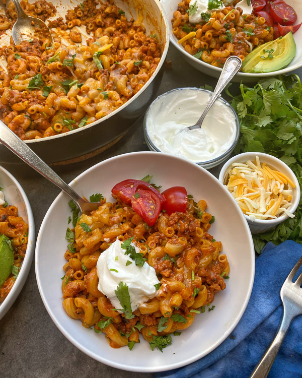 One Pan Vegetarian Taco Pasta