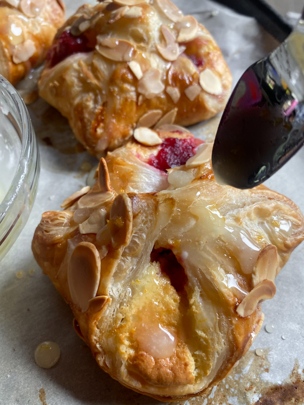 Cranberry Cheese Danish made with leftover cranberry sauce, cream cheese & puff pastry. Find this simple showstopper on Shutterbean.com