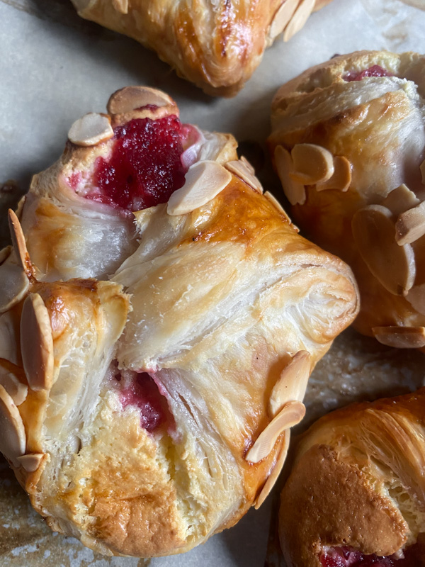 Cranberry Cheese Danish made with leftover cranberry sauce, cream cheese & puff pastry. Find this simple showstopper on Shutterbean.com