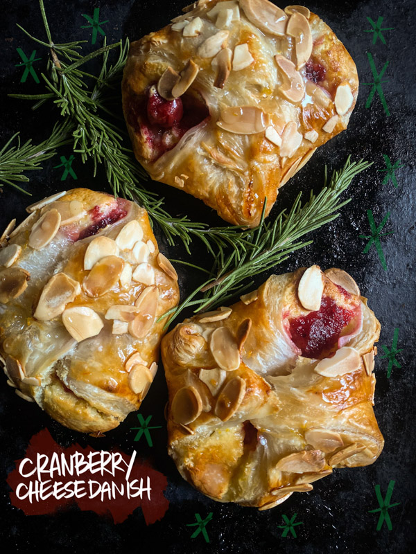 Cranberry Cheese Danish made with leftover cranberry sauce, cream cheese & puff pastry. Find this simple showstopper on Shutterbean.com