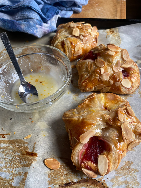 Cranberry Cheese Danish made with leftover cranberry sauce, cream cheese & puff pastry. Find this simple showstopper on Shutterbean.com