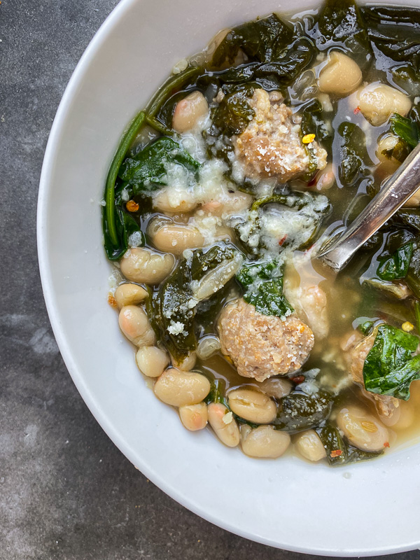 Sausage White Bean Soup is a weeknight staple during the colder months. Find the recipe on Shutterbean.com