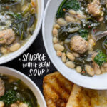 Sausage White Bean Soup is a weeknight staple during the colder months. Find the recipe on Shutterbean.com